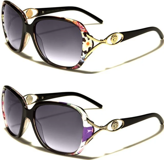 ladies sunglasses quad lenses -Kleo Big Flower Butterfly Sunglasses for Women