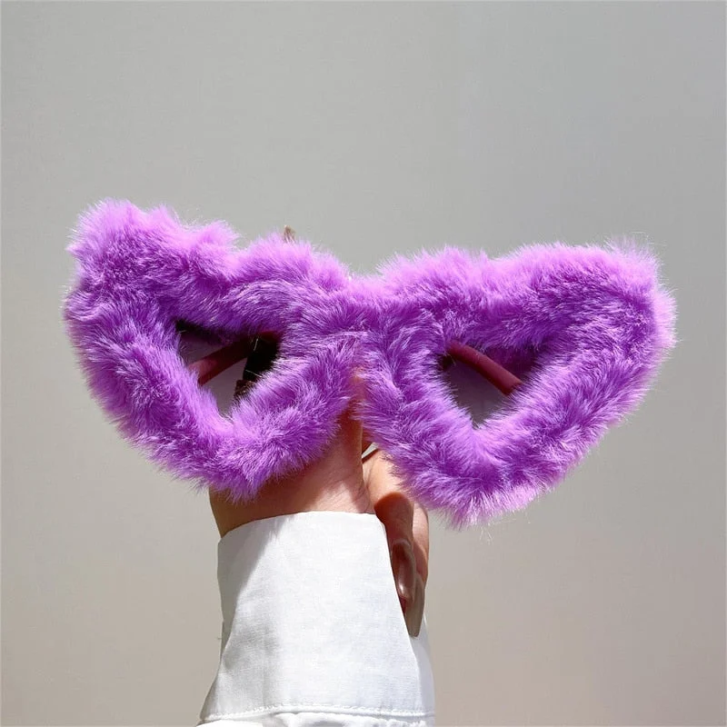 ladies sunglasses city tint -Unisex Heart Shaped Furry Fashion Vintage Retro Style UV400 Sunglasses