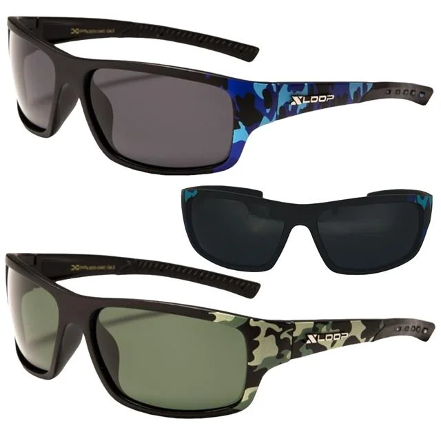 ladies sunglasses broad shield -Camouflage Xloop Polarized Sports Sunglasses